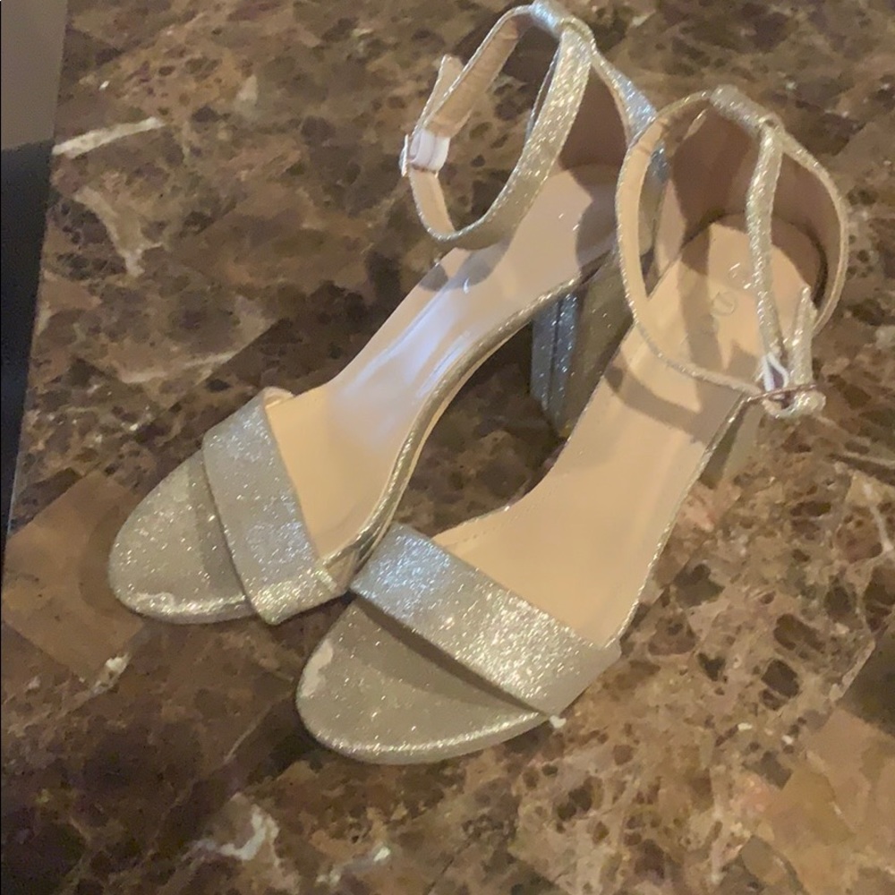 Gold glitter heels